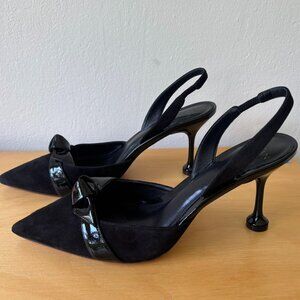 Alexandre Birman Clarita 85MM Slingback Stiletto Pumps in Black Suede